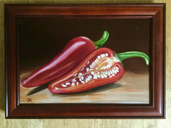 Red sweet pepper. Framed . Ready to hang .