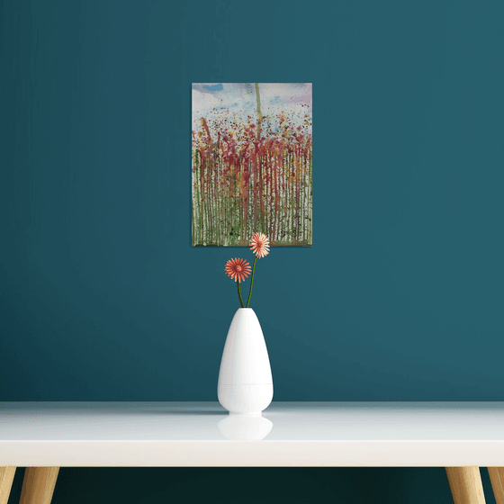 A Splash of Colour. Abstract flower painting on paper in watercolours. Free Shipping