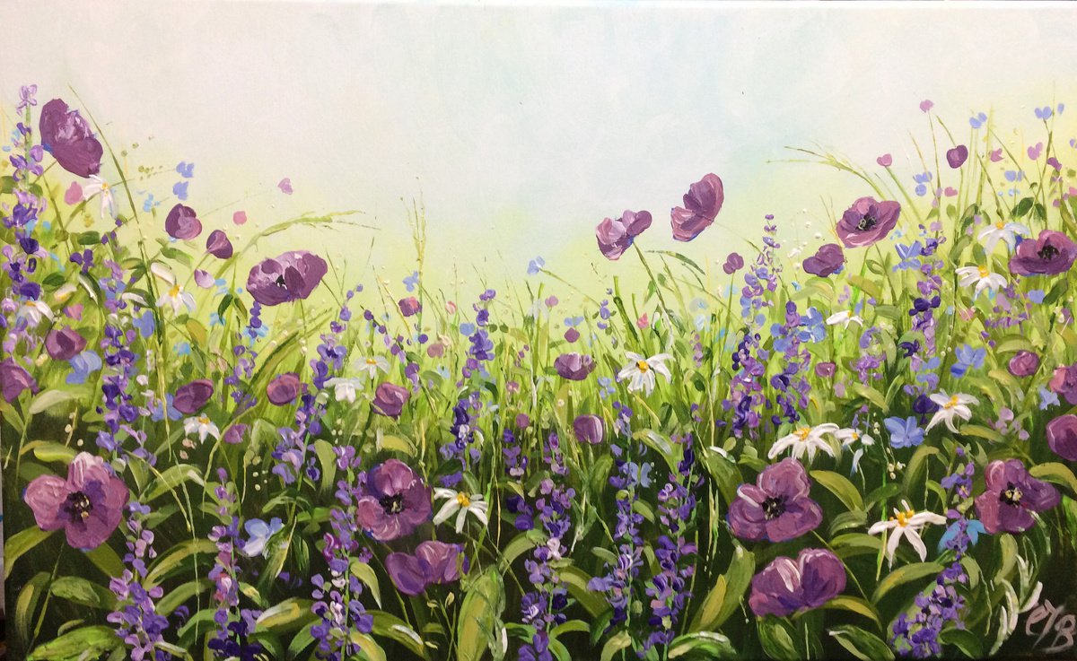 Purple Meadow (floral landscape) by Colette Baumback