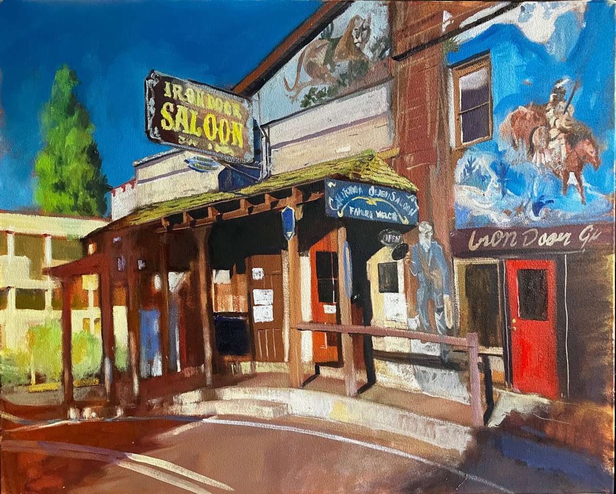 Photorealistic Cityscapes Oil Painting By John Welsh, 30 X 24, Iron Door 1, Original Artwork