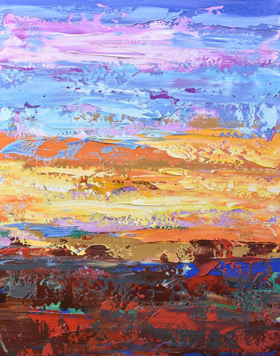 Gold Sunset - Palette Knife Abstract Landscape