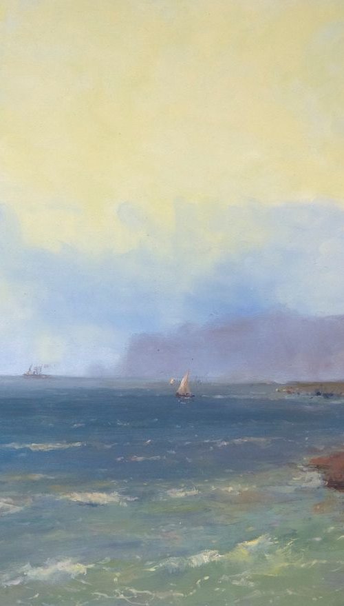 South Coast, Seascape Original oil Painting, Handmade artwork, Museum Quality, Signed, One of a Kind by Karen Darbinyan