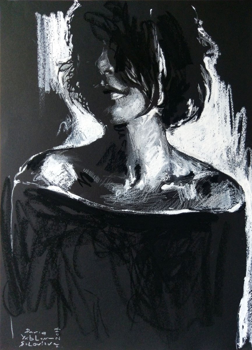 Impressionistic Drawing , Veiled Presence By Daria Yablon-Soloviova, 12 X 17, Artwork For Sale On Artfinder