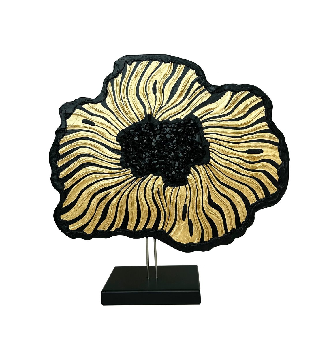 Organic Still Life Sculpture By Alexandra Dobreikin, 16 X 16, Golden Fantasy Flower 2., Original Artwork