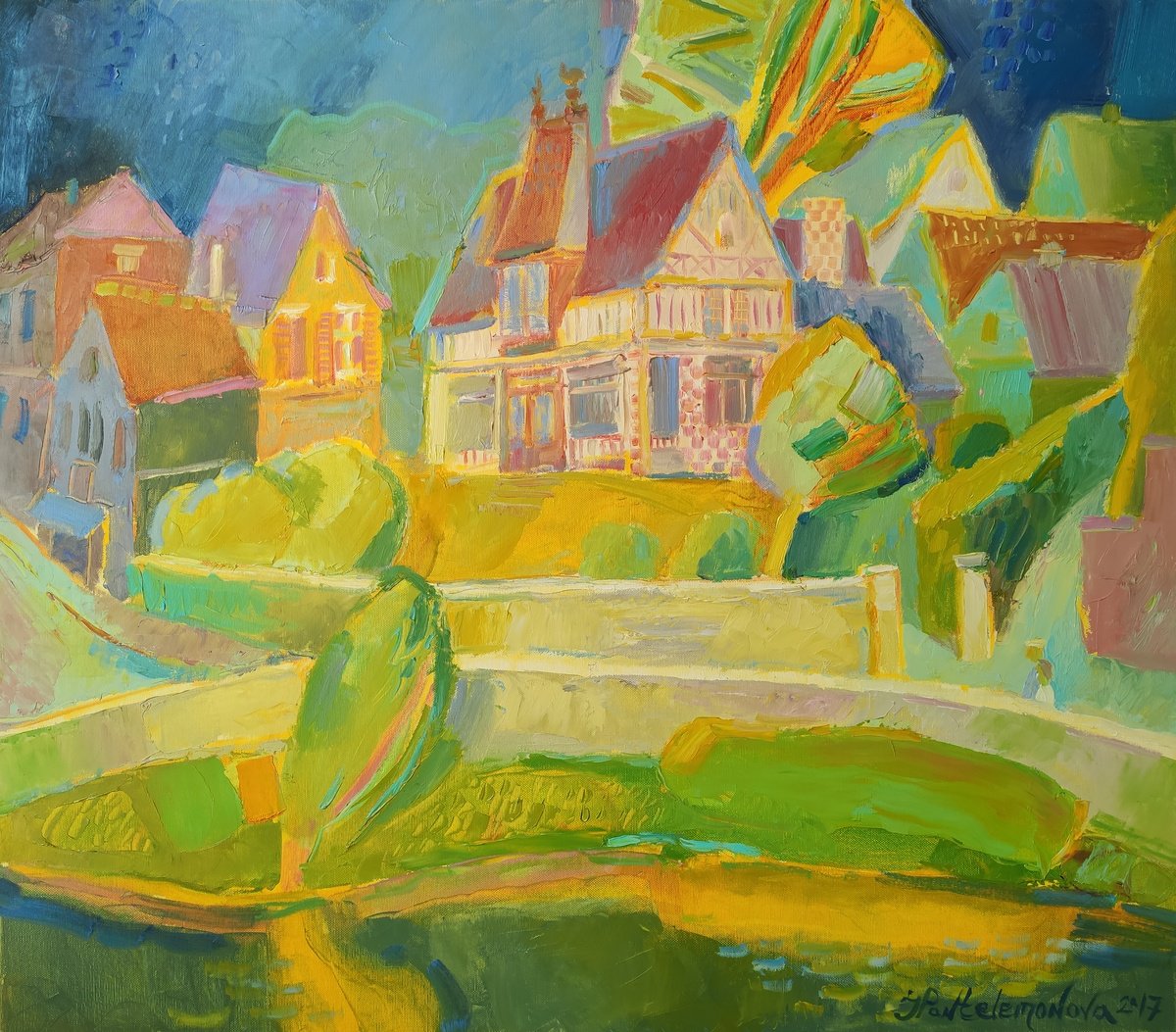 Impressionistic Landscape Oil Painting By Inna Pantelemonova, 31 X 28, Bagnoles De L