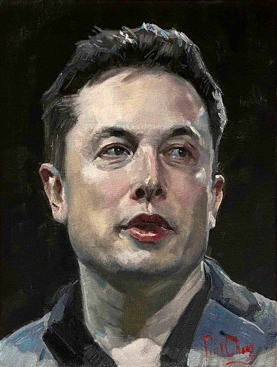 Elon Musk Portrait Oil painting by Paul Cheng Artfinder