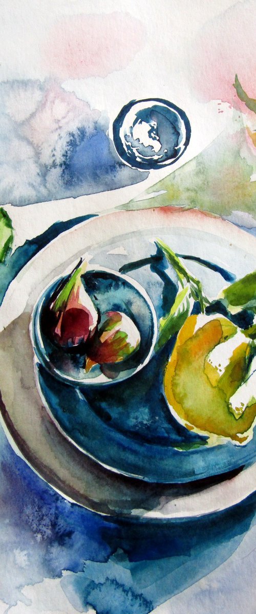 Still life with lemon and figs by Kovács Anna Brigitta