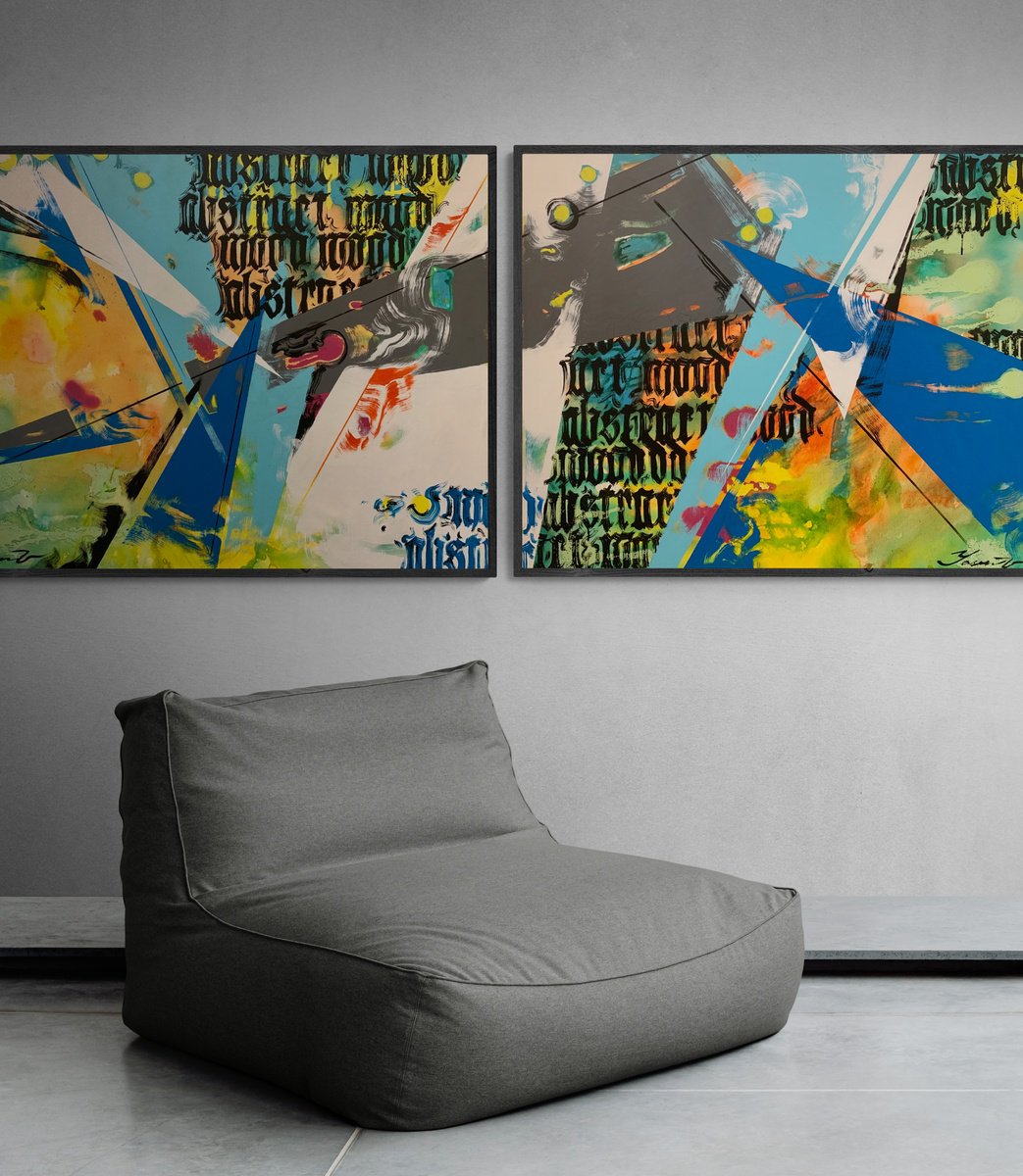 Abstract Acrylic Painting By Yaroslav Yasenev, 79 X 31", Abstract Mood, Original Artwork