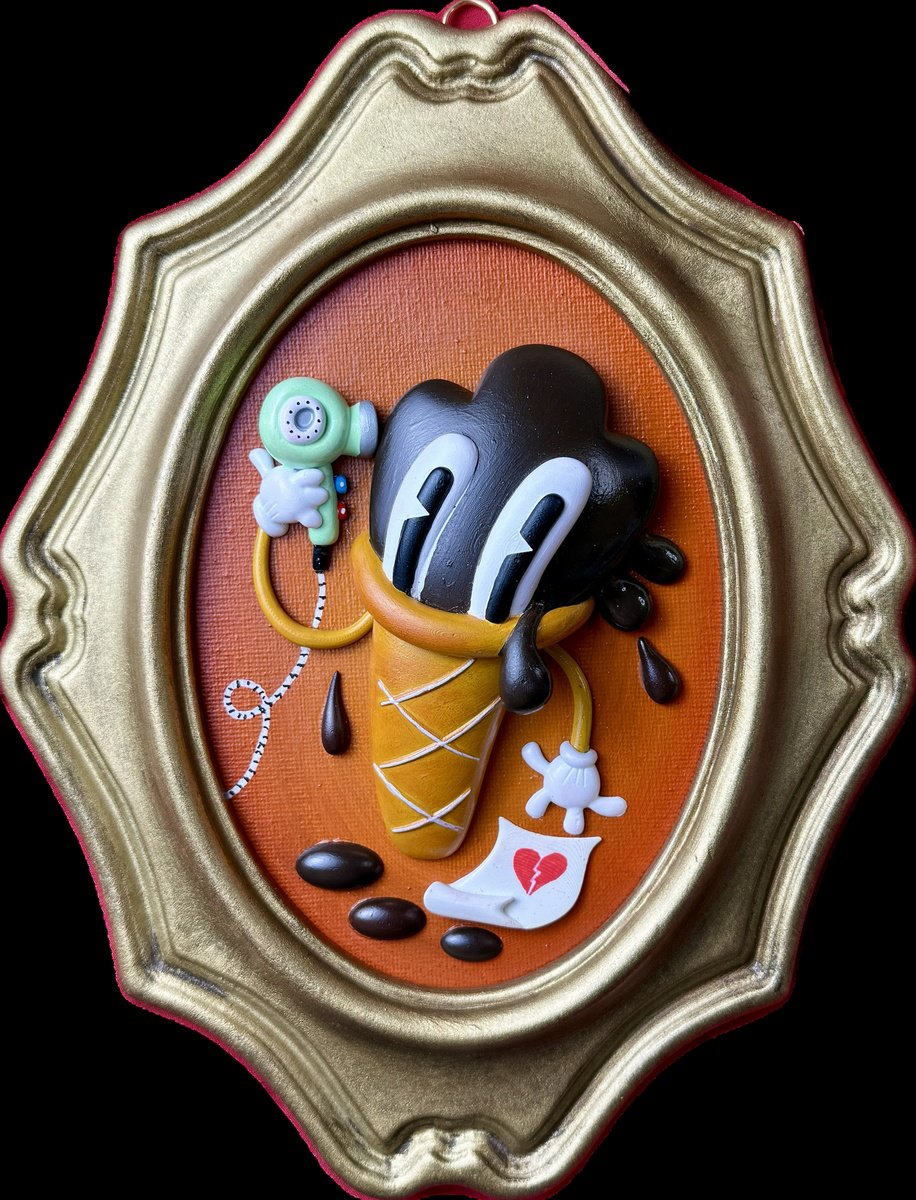 Cartoon Portrait Sculpture By Paolo Andrea Deandrea, 8 X 10", 827-9- Gelatino (Melancholic Ice Cream), Original Artwork