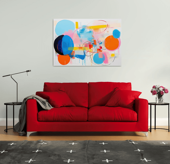 Emotional abstract with Cerulean and Pumpkin orange circles 0612231