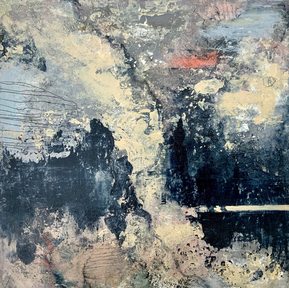 Organic Abstract Acrylic Painting By Alexandra Jagoda (Ovcharenko), 12 X 12, Veins Of Silence, Original Artwork