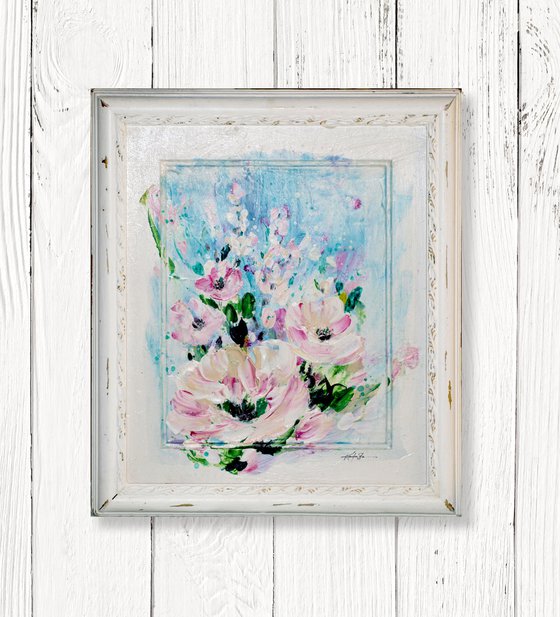 In The Cottage Garden 4 - Framed Floral Painting by Kathy Morton Stanion