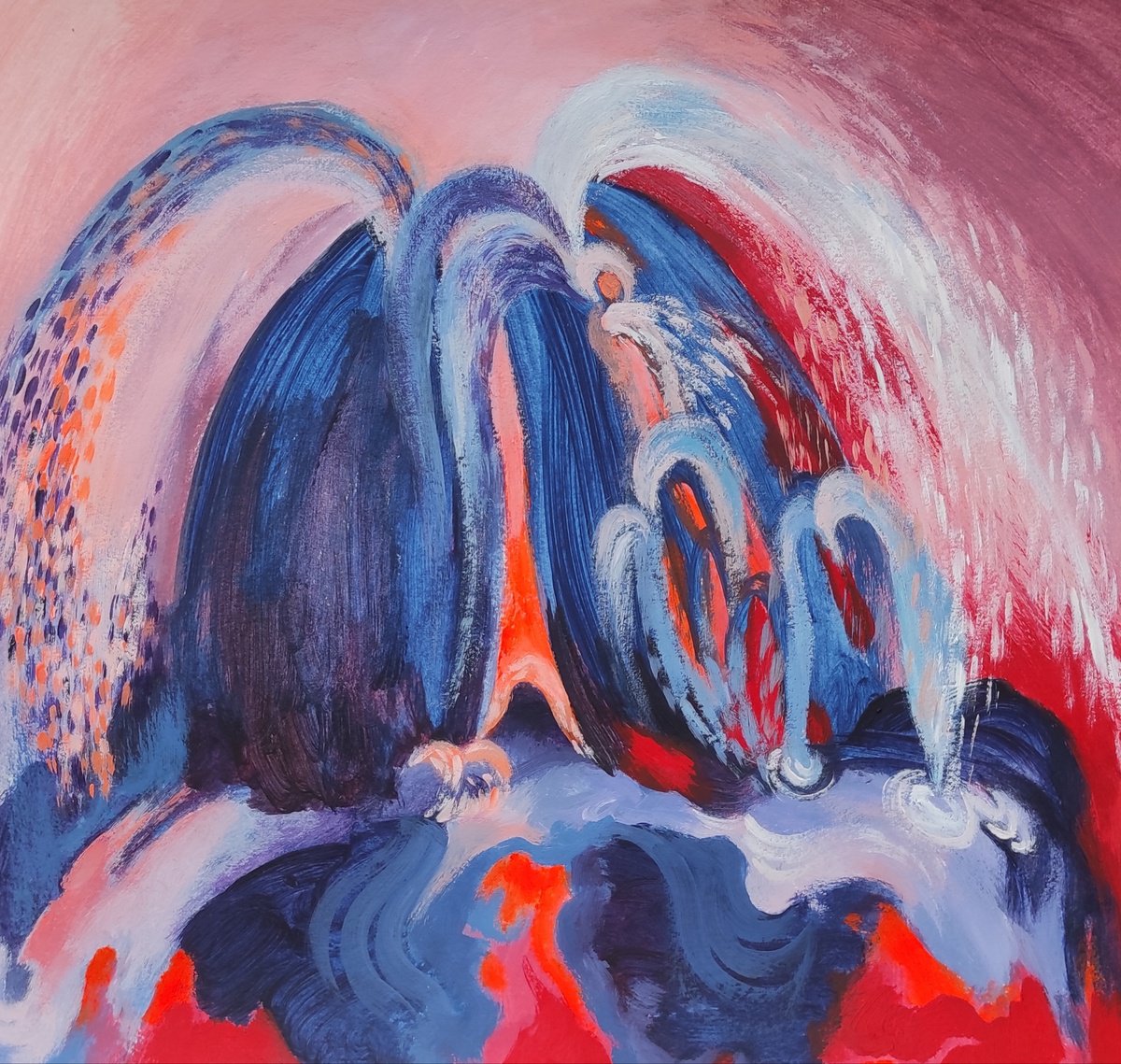 Expressive Abstract Acrylic Painting By Tetiana Borys, 11 X 11", Water Source, Original Artwork