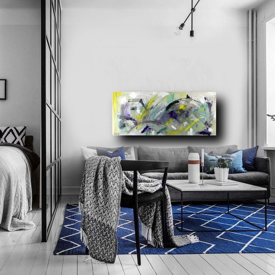 abstract geometric painting -c417- 150x65