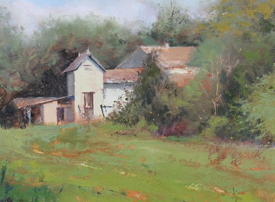 French Farmhouse - plein air oil painting