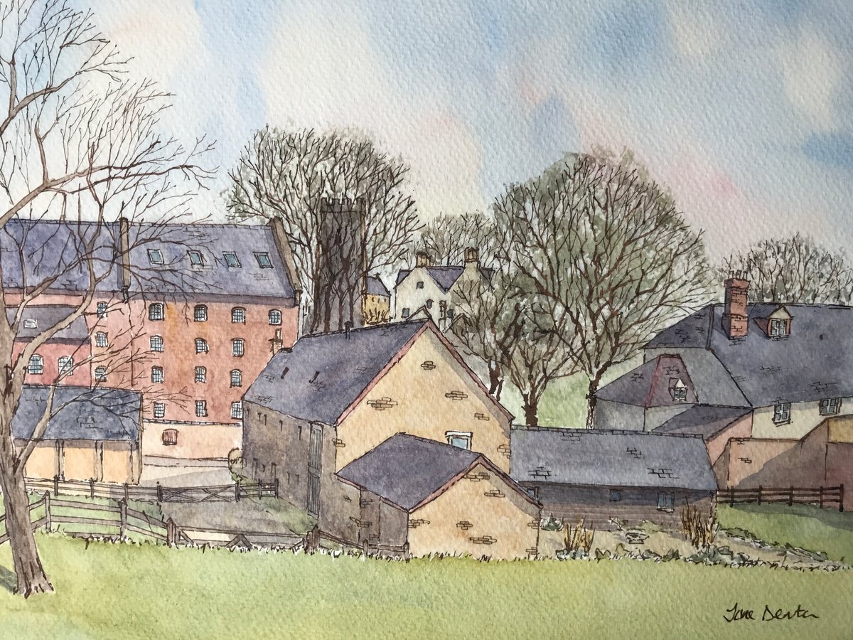 Impressionistic Landscape Watercolour By Jane Denton, 14 X 10, Blisworth Village, Northants, Original Artwork