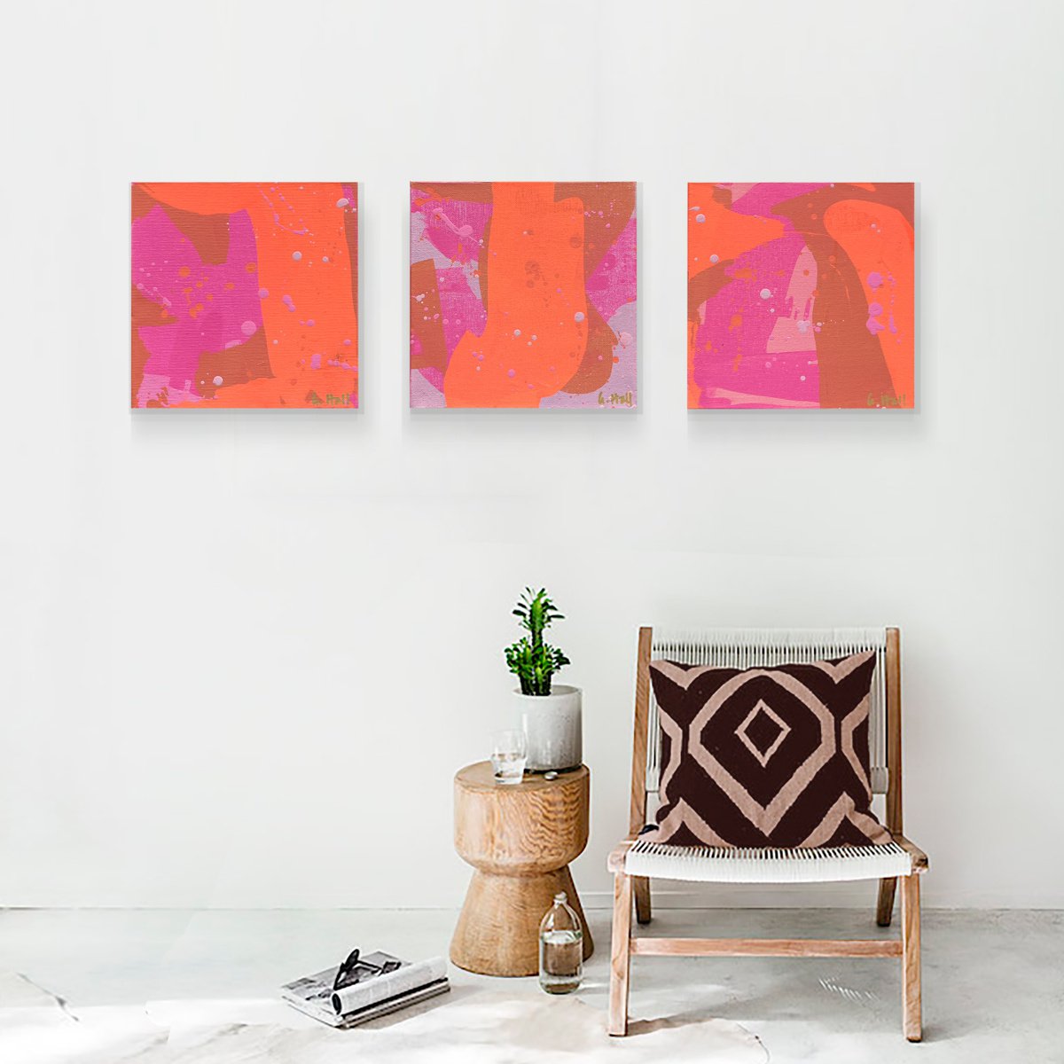 Perception Trio 20cm (x3) acrylic on canvas by George Hall