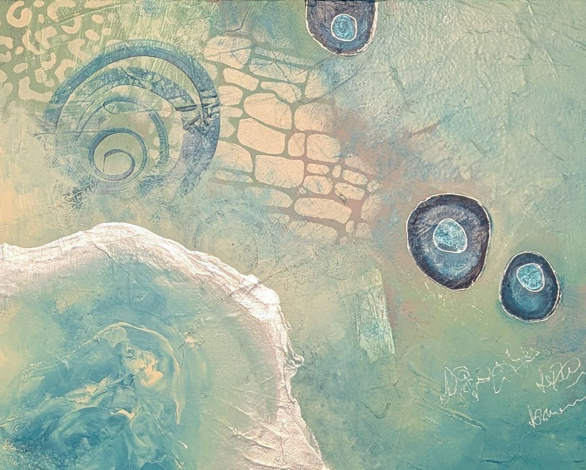 Organic Abstract Acrylic Painting By Lisa Price, 20 X 16", Tranquility, Original Artwork