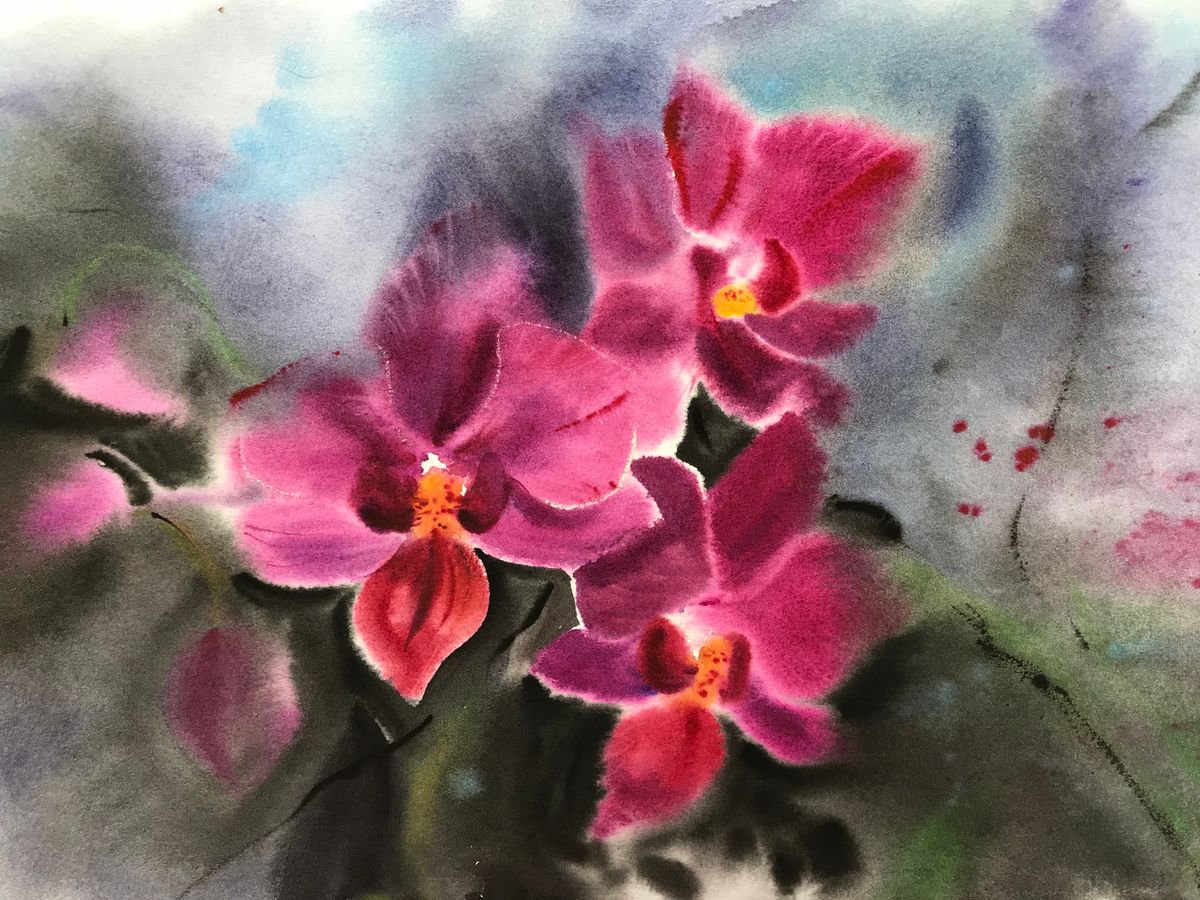 Purple orchids by Eugenia Gorbacheva