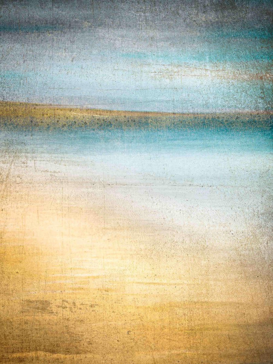 Impressionistic Landscape Photograph By Lynne Douglas, 44 X 54", Glimps Holm Gold, Original Artwork