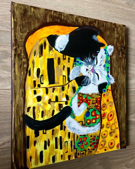 Cats kiss and Gustav Klimt