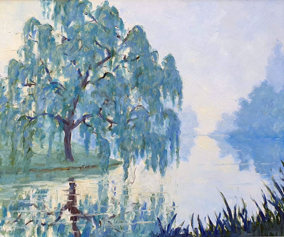 mist on the river with willow tree I by colin ross jack