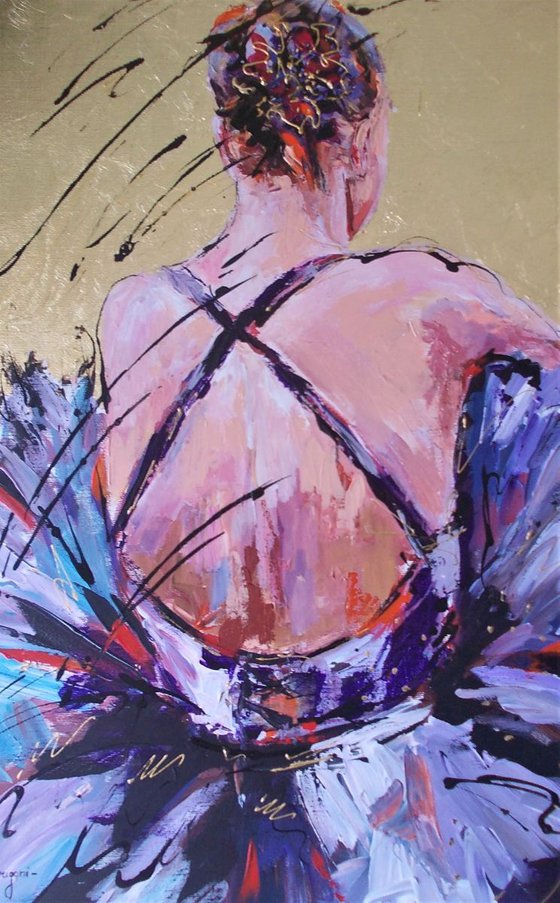 Resting Moment 5-Ballerina painting on canvas.