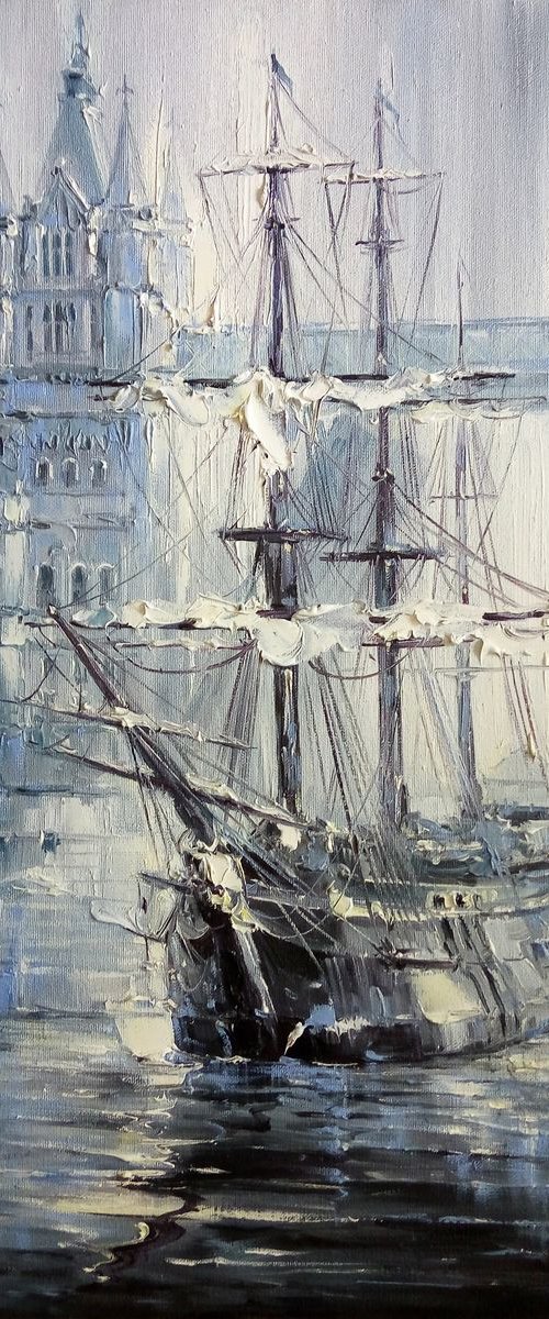 A ship near the London Bridge by Artem Grunyka