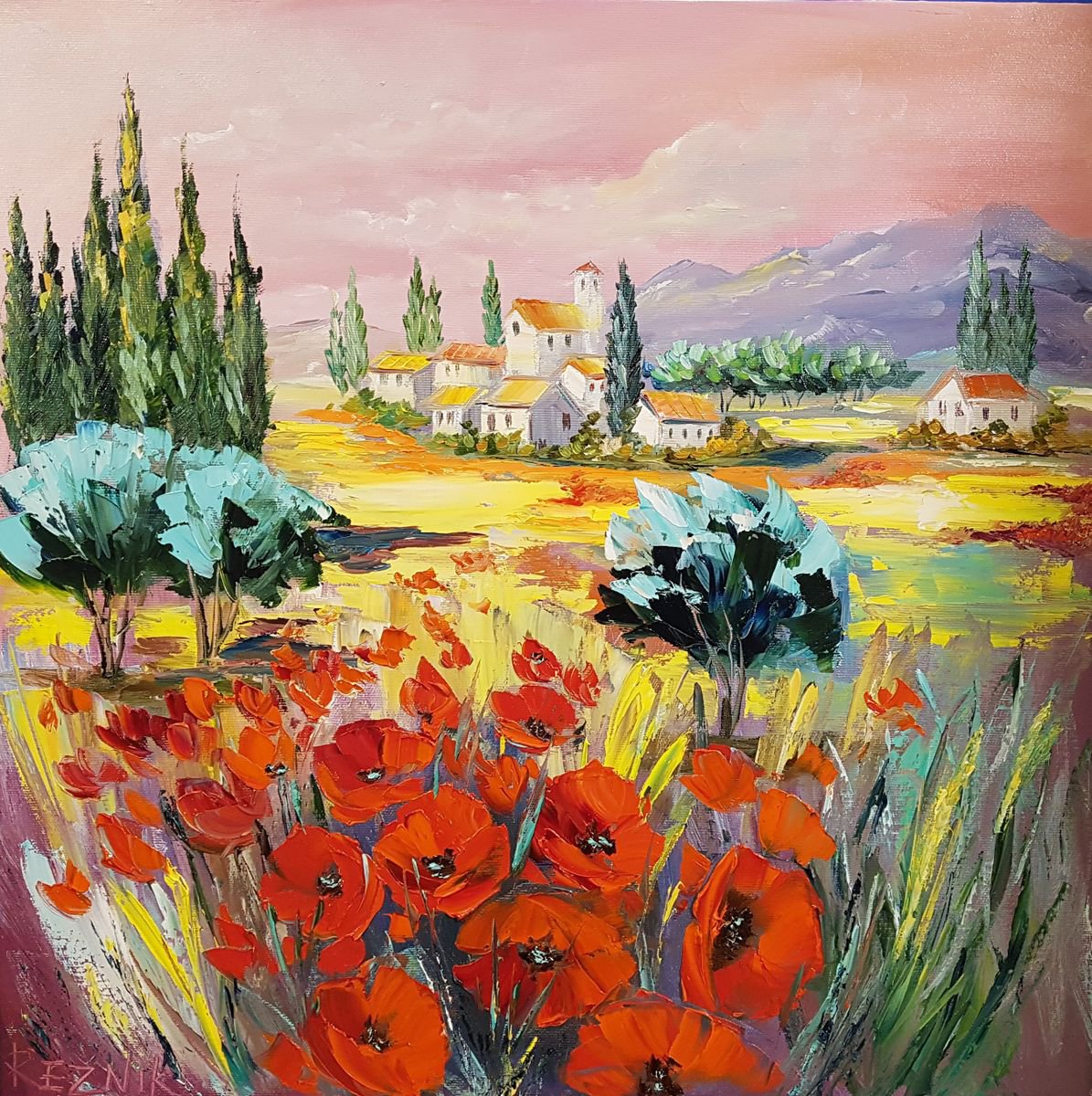 The glory of the red field 50*50cm by Anna Reznik