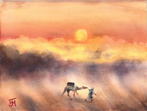 Desert Storm, Middle East, Bedouin, Camel, Nomad, Frontiers by Bozhidara Mircheva