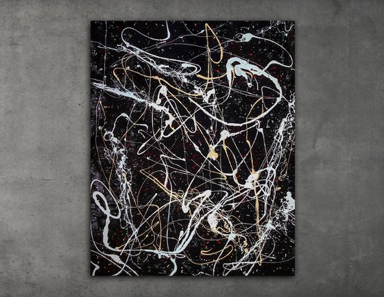 VOK N-11 (XXL) (H)96x(W)120 Multiple orientations Jackson Pollock style abstract painting