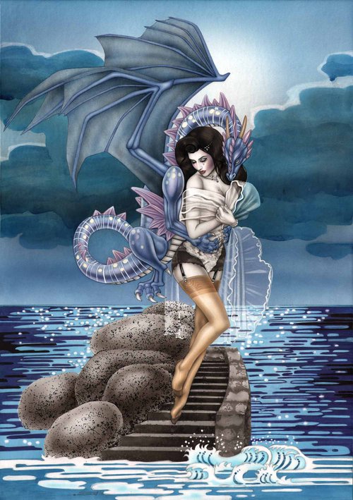 romantic Girl with dragon by Sara Horwath