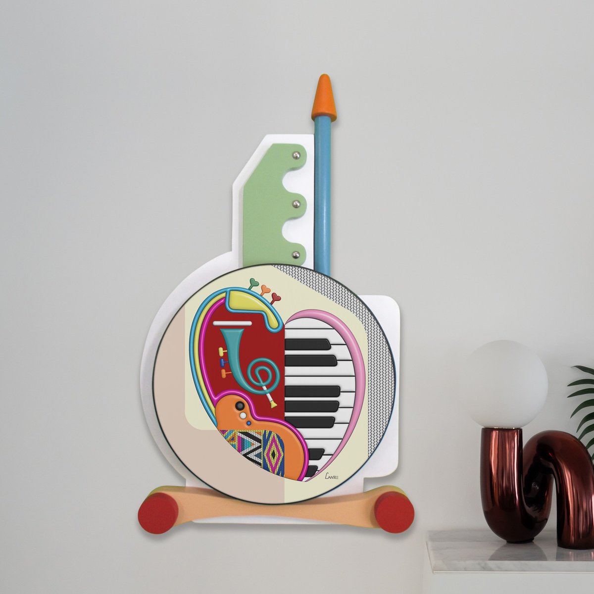 Urban And Pop Abstract Wood Sculpture By Lanre Adefioye, 12 X 21", Echoes Of Joy, Original Artwork