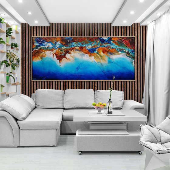 Coastal Atmosphere 240cm x 100cm Textured Abstract Art