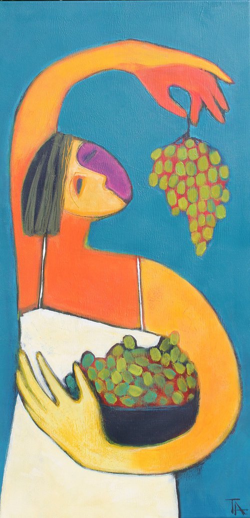 Time to pick grapes. by Tatjana Auschew