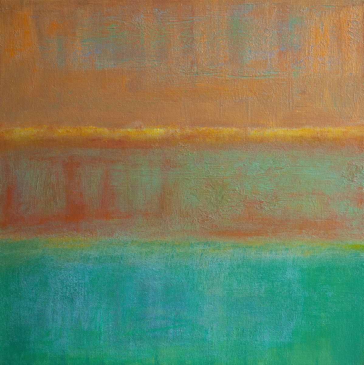 Abstract Landscape Oil Painting By Thomas Hjelm, 17 X 17", The Fall, Original Artwork