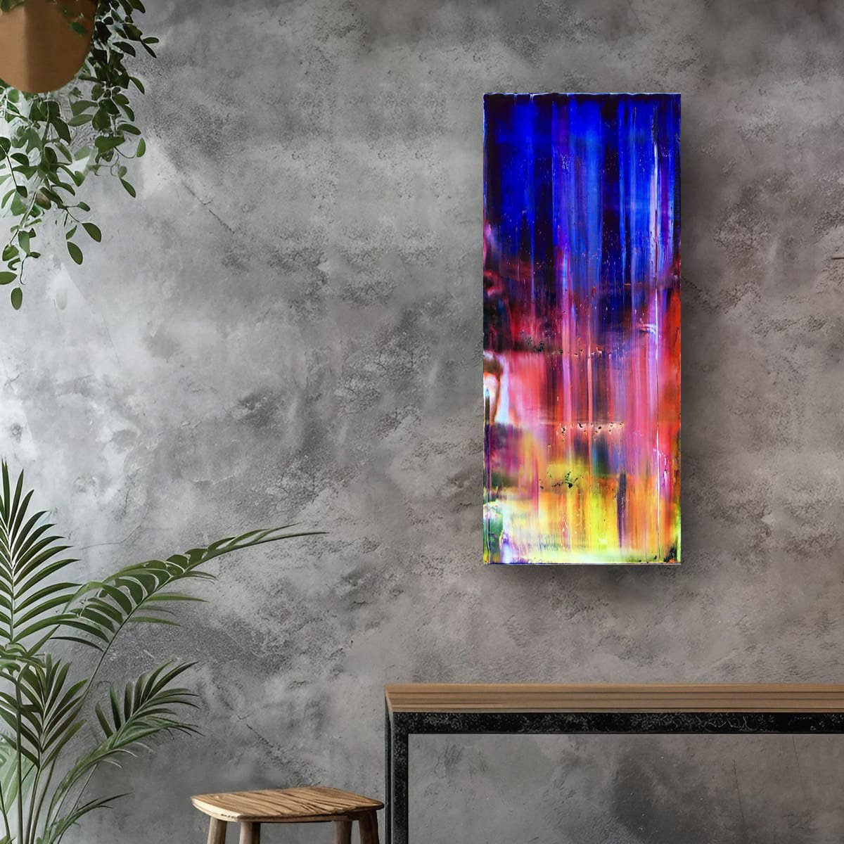 Abstract Oil Painting By Preston M. Smith (Pms), 12 X 28", "It Fell From The Sky", Original Artwork