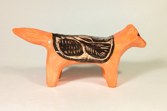 Ceramic sculpture Fox 14.5x7x4 cm