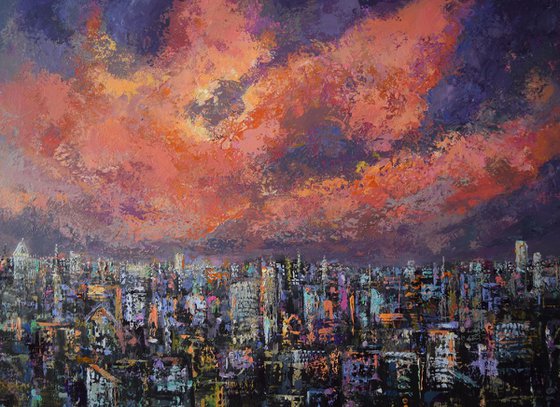 City Lights (original large landscape painting)