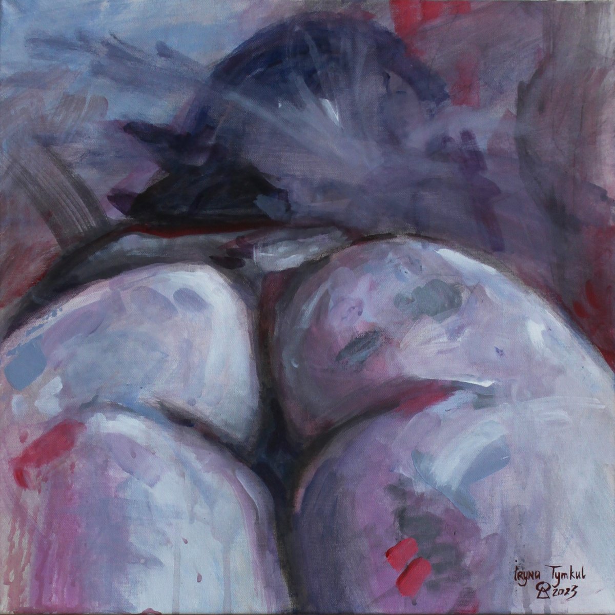 Expressive Portrait Acrylic Painting By Iryna Tymkul, 16 X 16, ?wenty Twenty Two (2022), Original Artwork