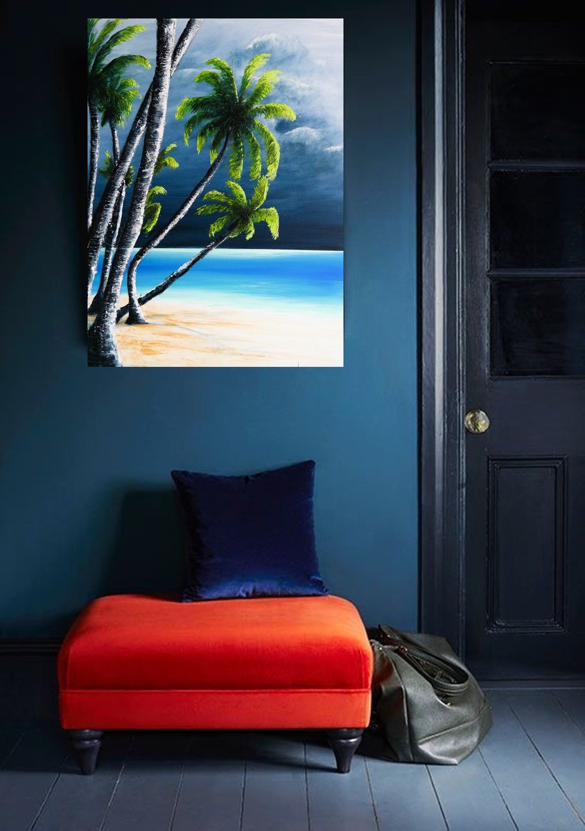 Abstract Landscape Acrylic Painting By Danijela Dan, 24 X 31, June On The Beach, Original Artwork