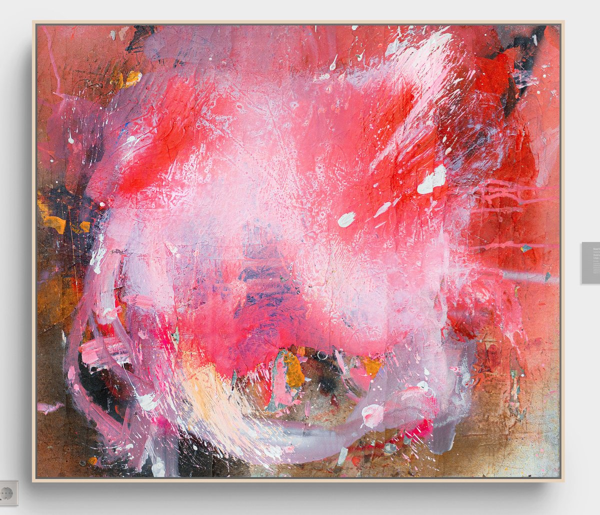 Organic Abstract Painting By Adriano Ribeiro, 28 X 24, Red Geishas, Original Artwork