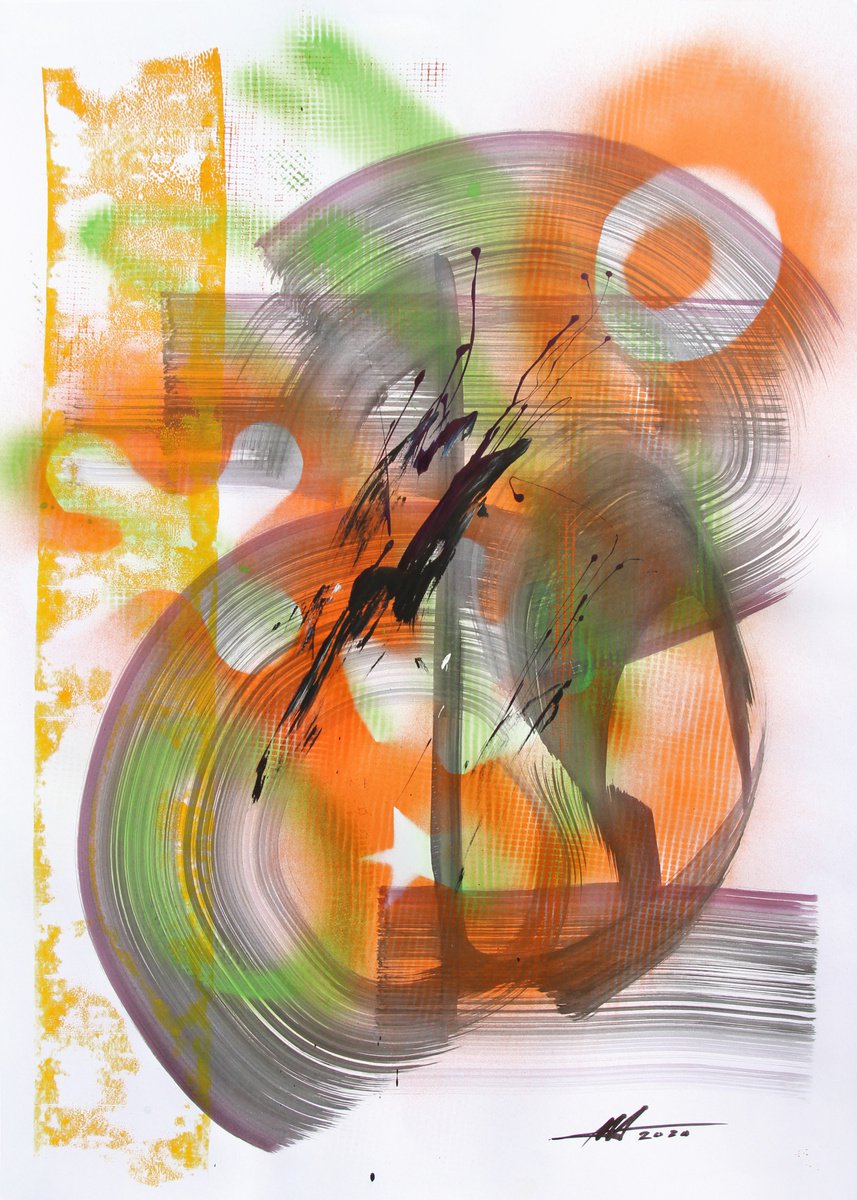 Abstract Acrylic Painting By Anatoliy Menkiv, 24 X 33, #32 Metaphysics Series, Original Artwork