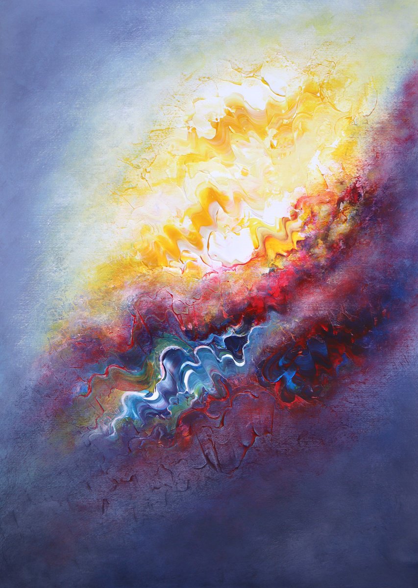 Abstract Acrylic Painting By Tam Chianta, 20 X 28", Calm As The Dawn, Original Artwork