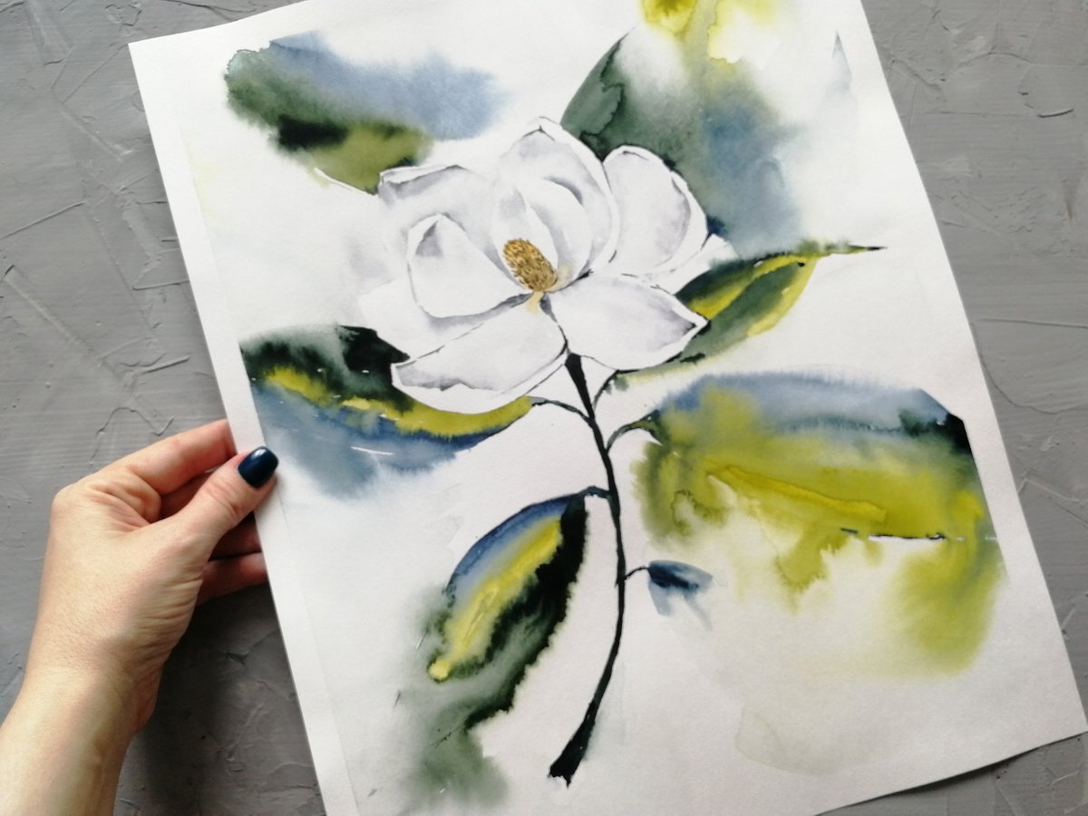 Magnolia painting. Blossoms painting by Marina Zhukova