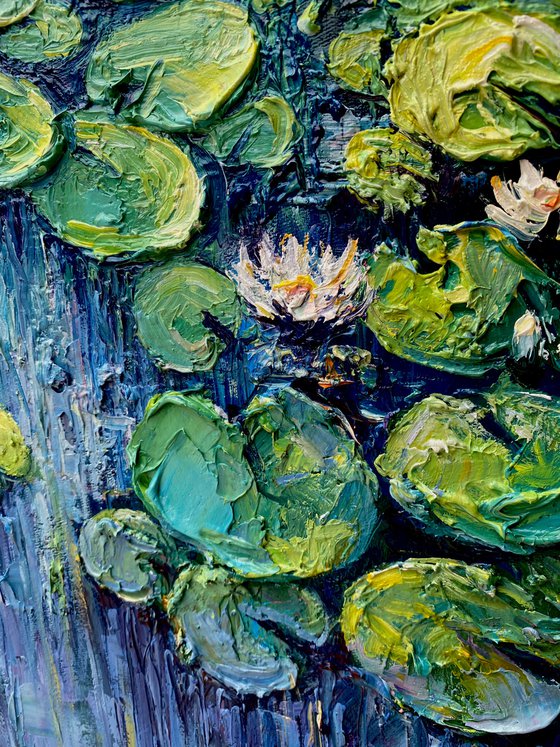 "The Waterlily Pond"original oil painting by Artem Grunyka