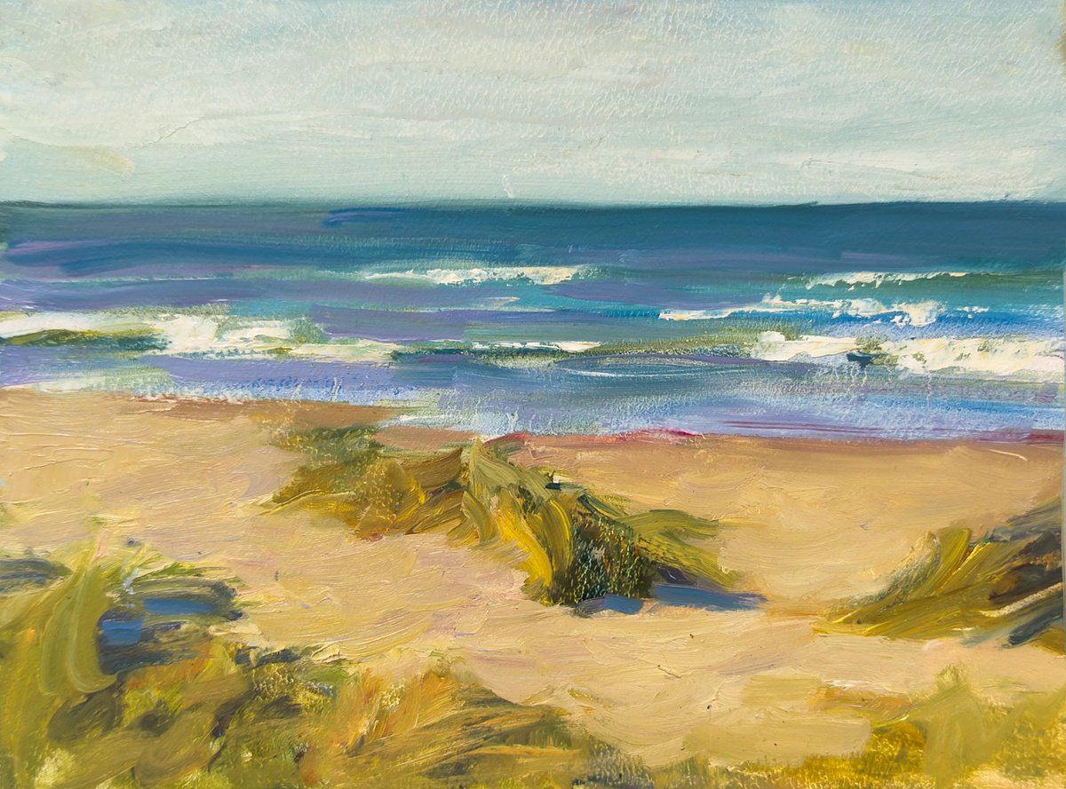 Impressionistic Landscape Oil Painting By Olga Samar, 10 X 8", Warm Baltic Wind, Original Artwork