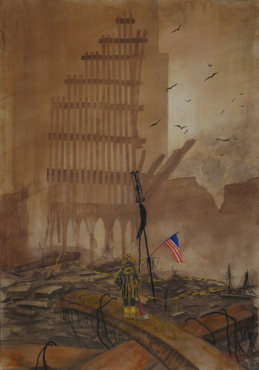 Photorealistic Watercolour , 9/11 By Eugene Gorbachenko, 21 X 30, Artwork For Sale On Artfinder