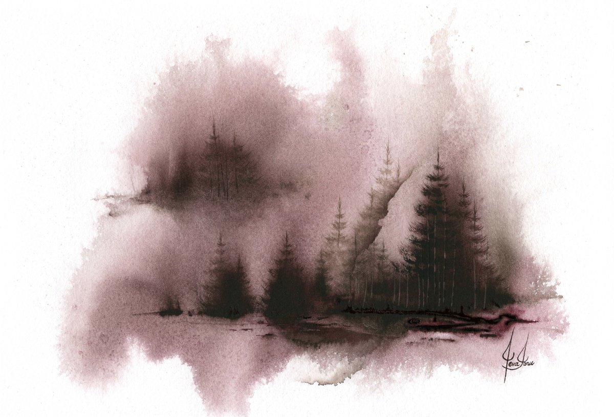 Places XXII - Watercolor Pine Forest by ieva Janu