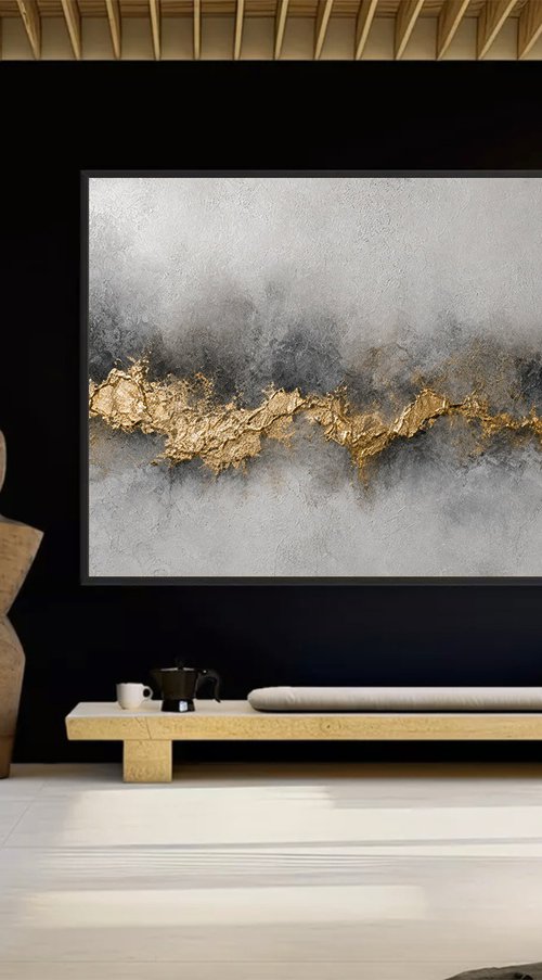 Gold Leaves in Gray Mist by Indie Ru